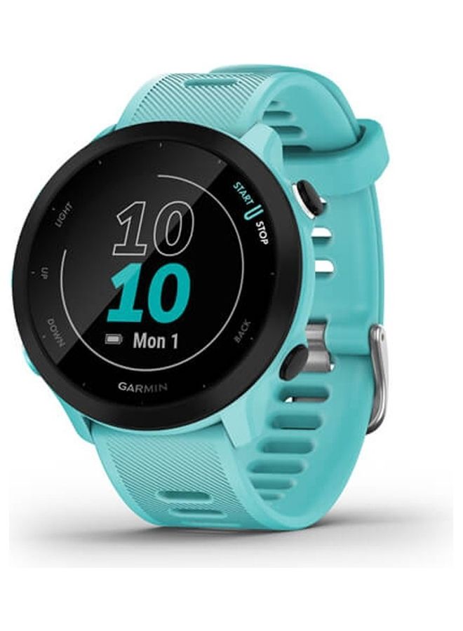 GARMIN - Forerunner 55 - 20MM - Up To 14 Days Battery Life - 1.04"inch Sunlight-Visible Display, Scratch Resistant, Chemically Strengthened Glass, Heart Rate Monitor, All Day Stress Monitor, Advanced GPS and Running Features, Built-in GNSS and Sports App, iOS and Android Compatible Tiffany - Image 1