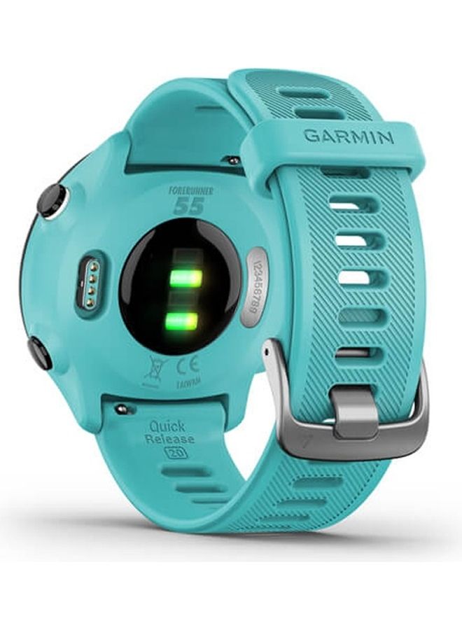 GARMIN - Forerunner 55 - 20MM - Up To 14 Days Battery Life - 1.04"inch Sunlight-Visible Display, Scratch Resistant, Chemically Strengthened Glass, Heart Rate Monitor, All Day Stress Monitor, Advanced GPS and Running Features, Built-in GNSS and Sports App, iOS and Android Compatible Tiffany - Image 1