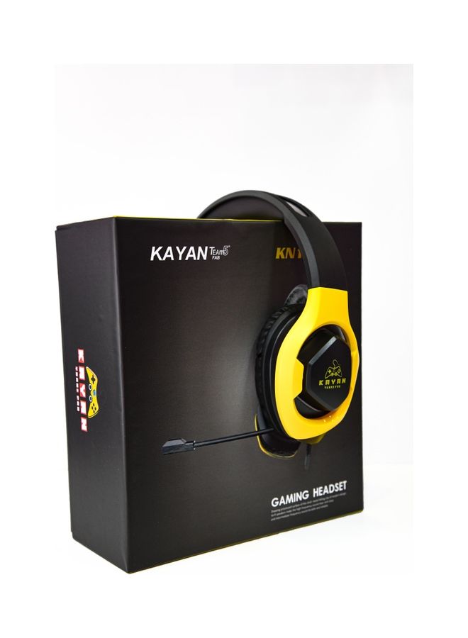 كايان - سماعة الألعاب الاحترافية فوق الأذن RGB السلكية KN1500 مع ميكروفون - أصفر - Image 1