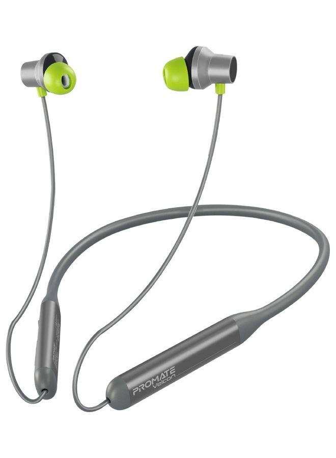PROMATE Wireless Neckband Earphones, HD Active Noise Cancelling Bluetooth Earphones with Anti-Slip Neckband, Lightweight Design, IPX4 Sweat-Resistance and 35H Long Playtime for iPhone 14, Galaxy S23 Grey  - Image 1