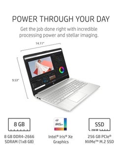HP (Upgraded Version) Laptop With 15.6-Inch Display, Core i5-1135G7/16GB RAM/512GB SSD/Intel Iris Xe Graphics/Windows 11 With GM Accessories English/Arabic Silver  - Image 2