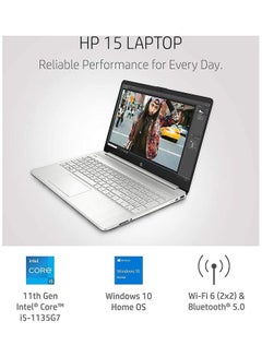 HP (Upgraded Version) Laptop With 15.6-Inch Display, Core i5-1135G7/16GB RAM/512GB SSD/Intel Iris Xe Graphics/Windows 11 With GM Accessories English/Arabic Silver  - Image 4