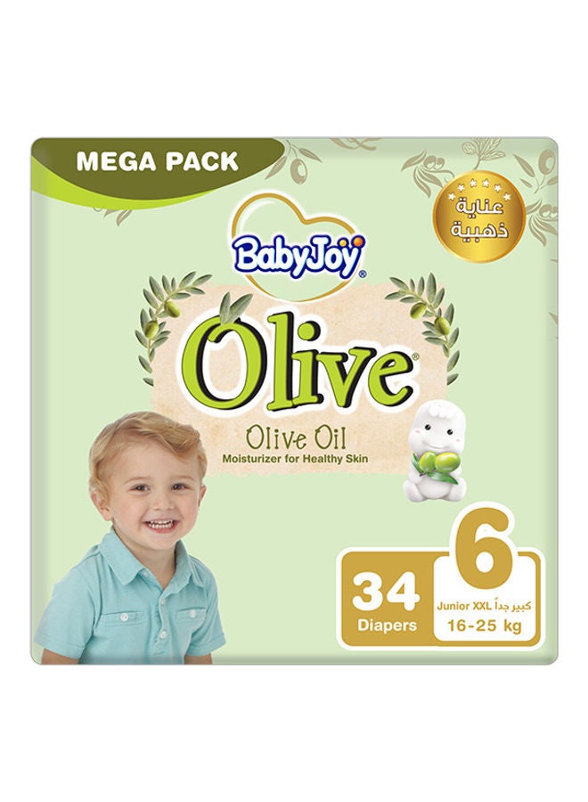 BabyJoy Olive Mega Pack Junior XXL Diapers, 16 - 25 kg, 34 X 2, 68 Count