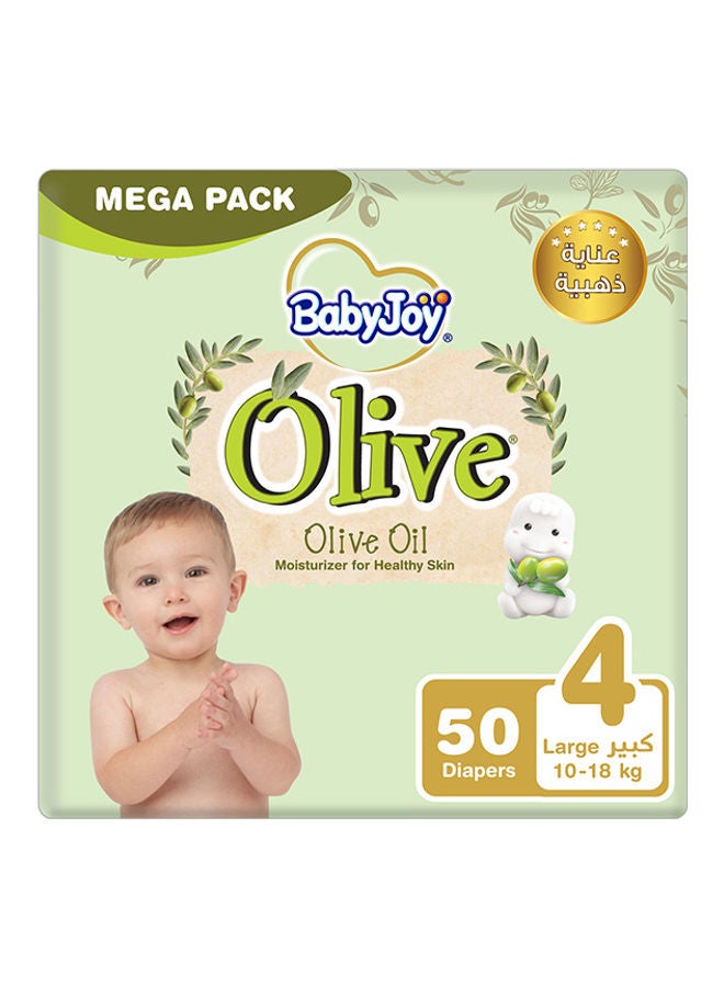 BabyJoy Olive Mega Pack Large Diapers, 10 -18 Kg, 50 X 2, 100 Count 