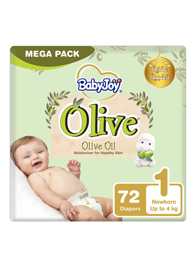 BabyJoy Olive Mega Pack New Born Diapers, Up To 4 Kg, 72 X 2, 144 Count