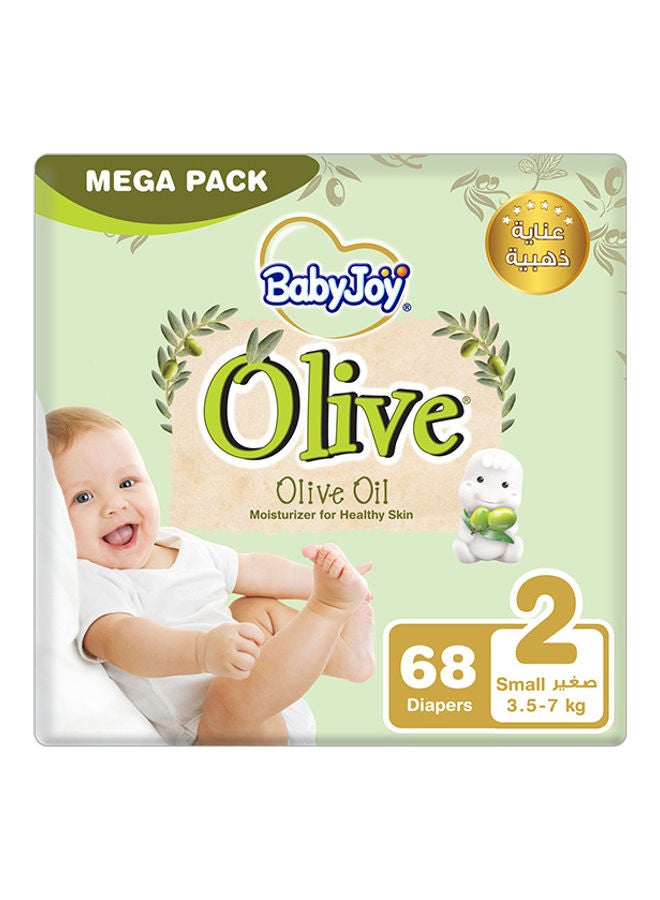 BabyJoy Olive Mega Pack Small Diapers, 3.5 - 7 Kg, 68 X 2, 136 Count 