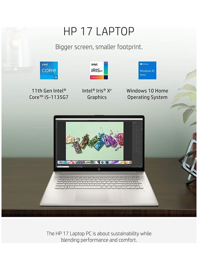 HP - 17-cn0020nr (Upgraded Version) Laptop With 17.3-Inch Display, Core i5-1135G7/8GB RAM/512GB SSD/Intel Iris Xe Graphics/Windows 10 Home English/Arabic Silver - Image 1