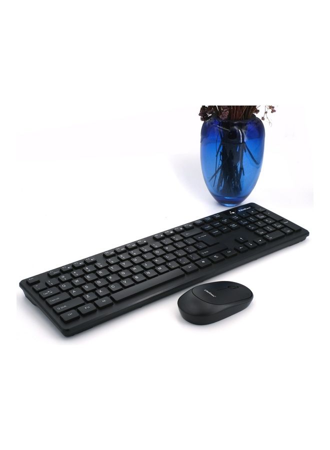 ElieKen - Wireless Combo Standard Office Keyboard And Optical Mice For Pc Desktop Black - Image 1