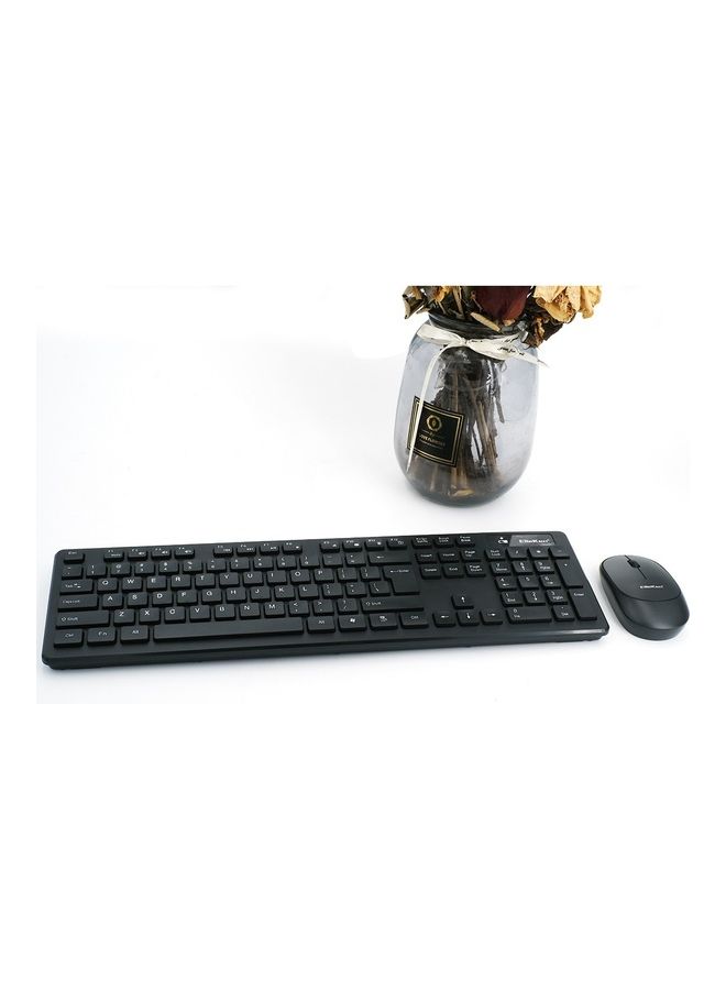 ElieKen - Wireless Combo Standard Office Keyboard And Optical Mice For Pc Desktop Black - Image 1