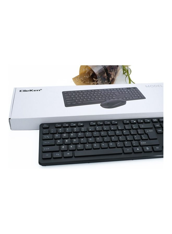 ElieKen - Wireless Combo Standard Office Keyboard And Optical Mice For Pc Desktop Black - Image 1
