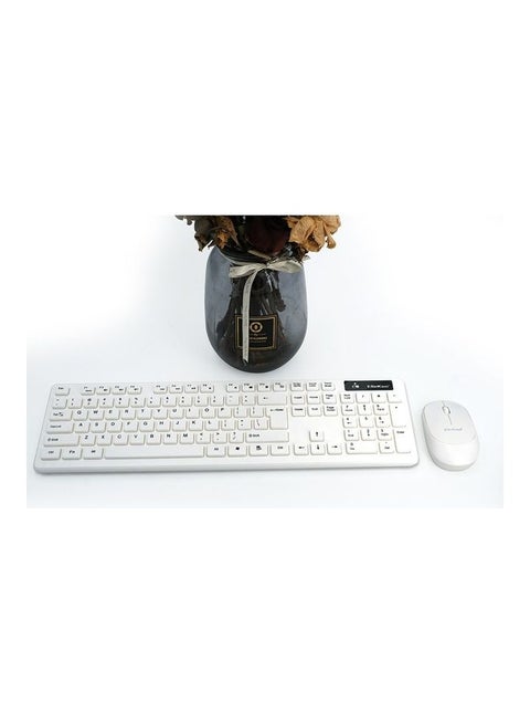 Wireless Combo Standard Office Keyboard And Optical Mice For Pc Desktop White