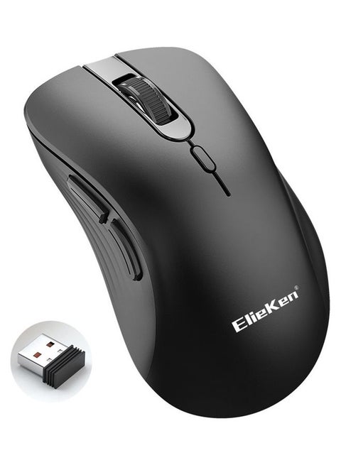 Wireless Mouse 2.4G 6 Button Design With Usb Receiver 3200 Dpi Mice For Pc Laptop Desktop Black
