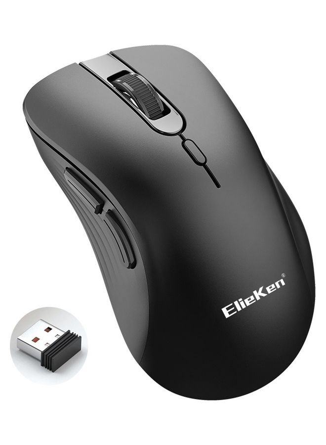 ElieKen Wireless Mouse 2.4G 6 Button Design With Usb Receiver 3200 Dpi Mice For Pc Laptop Desktop Black  - Image 1
