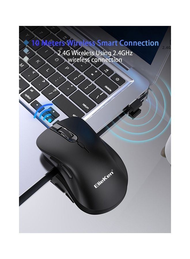 ElieKen Wireless Mouse 2.4G 6 Button Design With Usb Receiver 3200 Dpi Mice For Pc Laptop Desktop Black  - Image 2