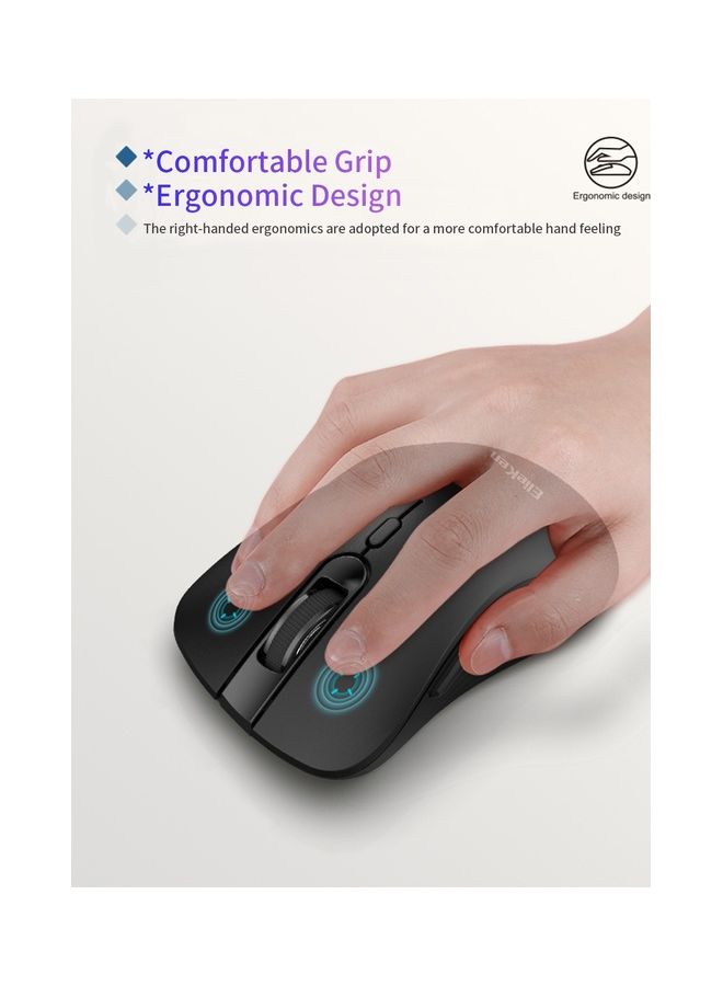 ElieKen Wireless Mouse 2.4G 6 Button Design With Usb Receiver 3200 Dpi Mice For Pc Laptop Desktop Black  - Image 4