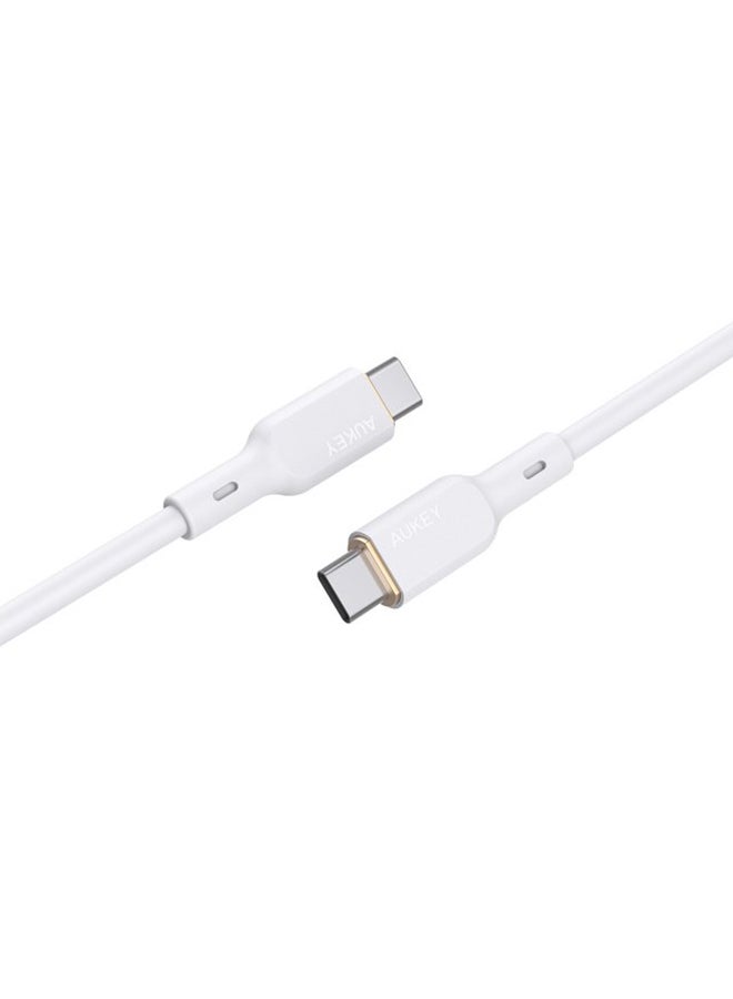 100W PD Silicone USB-C To USB-C Cable 1M SCC101 White