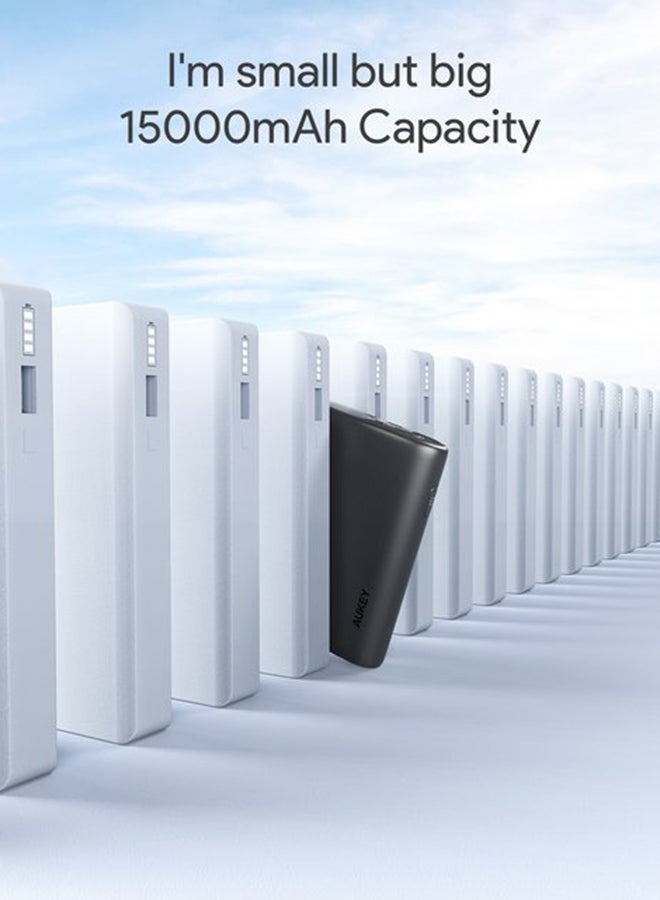 Aukey - 15000 mAh 15000mAh Power Bank With 20W PD Black - Image 1