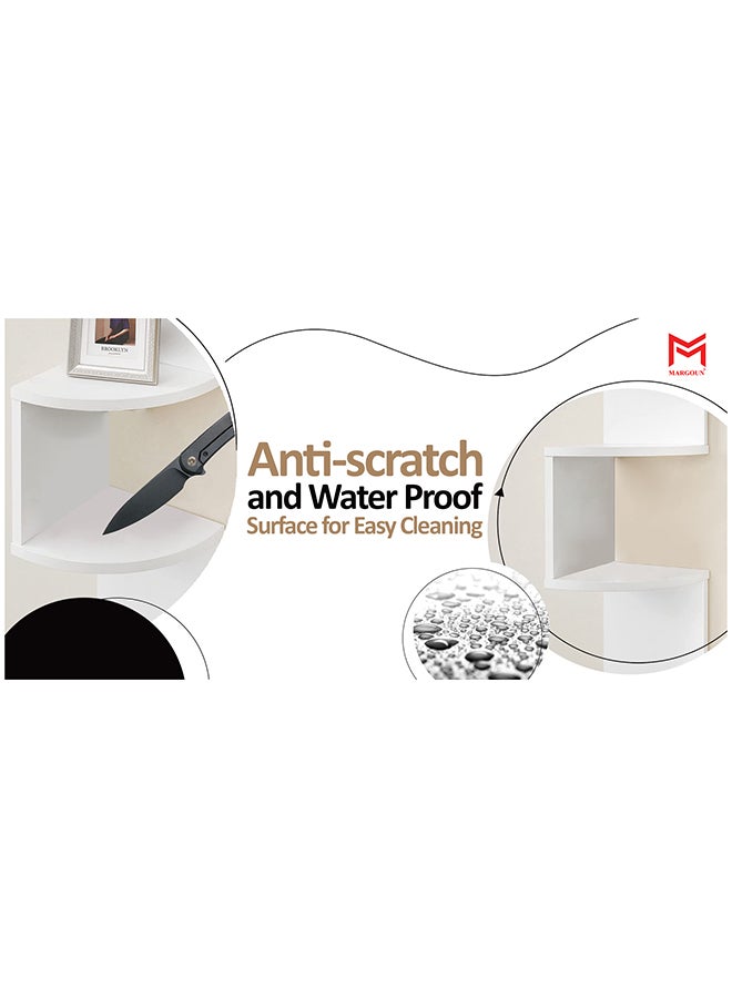 MARGOUN 7-Tier Zig Zag Corner Floating Wall Shelf White - Image 5