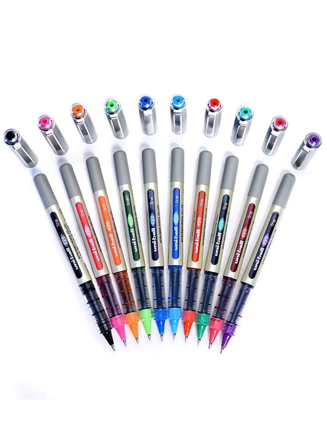 10-Piece Eye Fine Rollerball Pen Multicolour - v1684844630/N28530673A_8