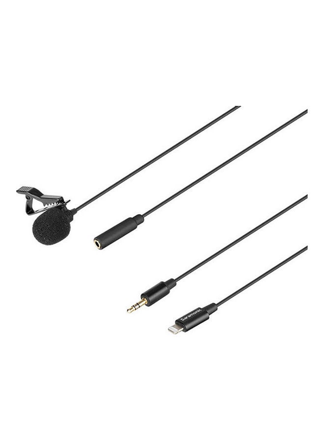 Omnidirectional Lavalier Microphone With Lightning Connector For Ios Devices Lavmicro U1B Black