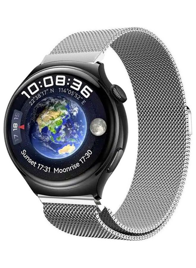 MARGOUN - 22mm Metal Milanese Watchband Compatible With Huawei 4,4 Pro Silver - Image 1