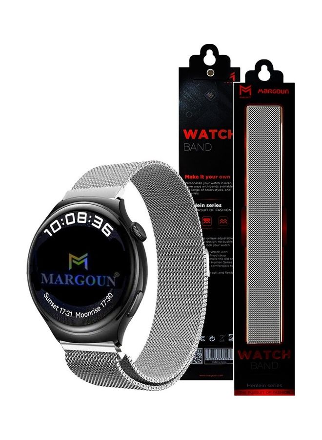 MARGOUN - 22mm Metal Milanese Watchband Compatible With Huawei 4,4 Pro Silver - Image 1