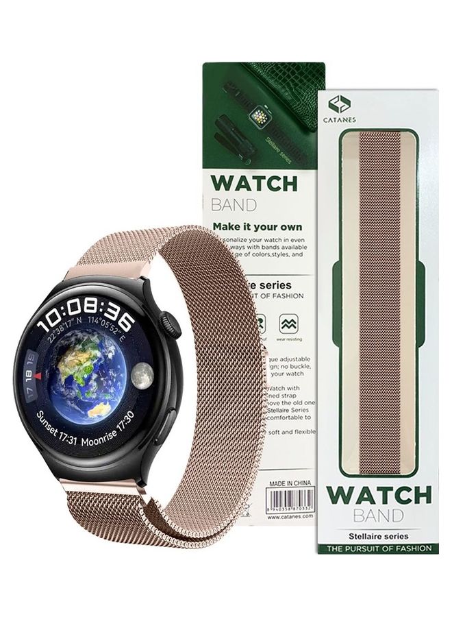 MARGOUN - 22mm Metal Milanese Watchband Compatible With Huawei 4 4 Pro Rose Gold - Image 1