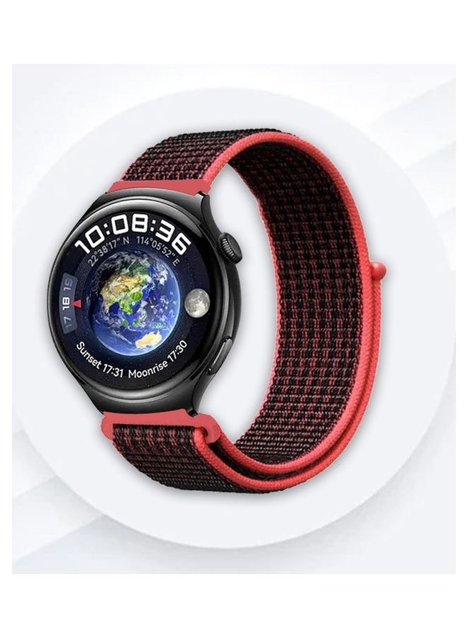 MARGOUN 22mm Soft Nylon Sport Loop Bands Braided Watchband Compatible With Huawei 4,4 Pro Black/Pink - Image 4