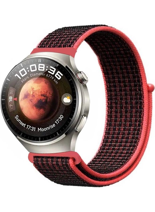 MARGOUN 22mm Soft Nylon Sport Loop Bands Braided Watchband Compatible With Huawei 4,4 Pro Black/Pink - Image 1