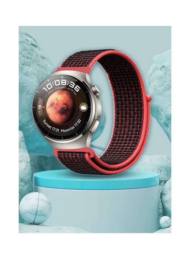 MARGOUN 22mm Soft Nylon Sport Loop Bands Braided Watchband Compatible With Huawei 4,4 Pro Black/Pink - Image 2