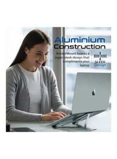 PROMATE Laptop Stand Ergonomic Aluminum With Multi-Level Anti-Slip Pads Grey  - Image 2