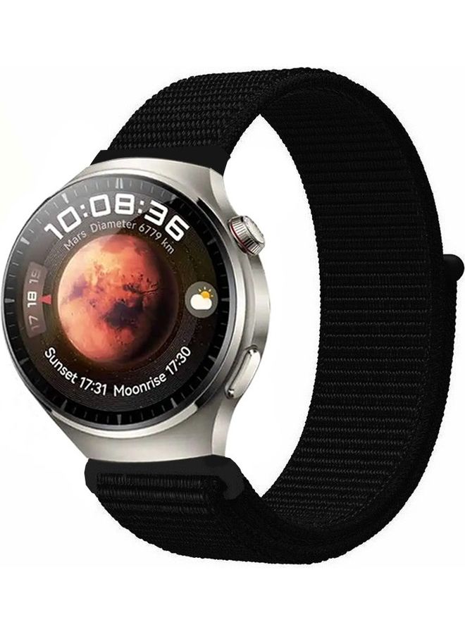 MARGOUN 22mm Soft Nylon Sport Loop Bands Braided Watchband Compatible With Huawei 4 4 Pro Black - Image 2