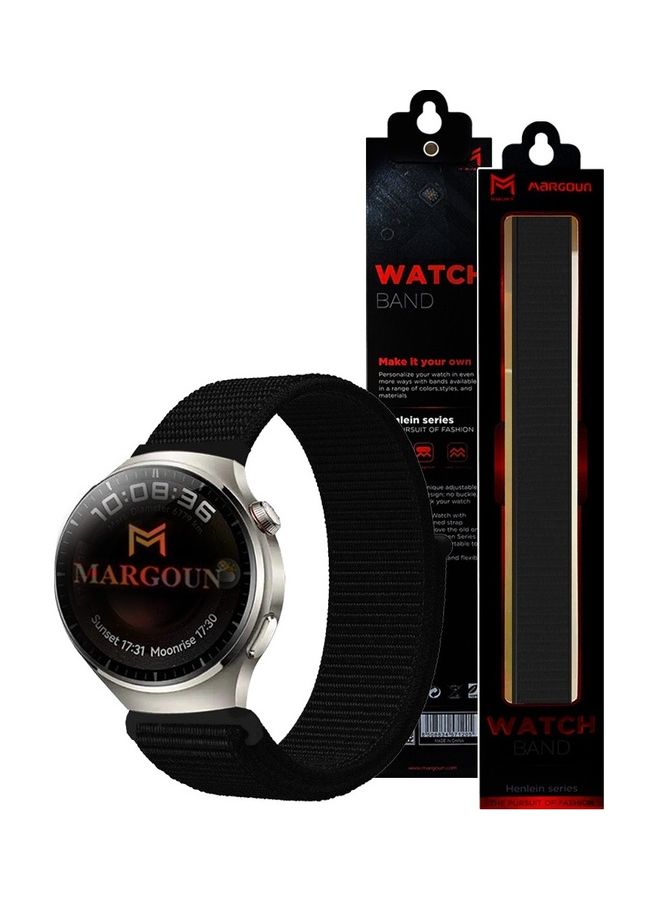 MARGOUN 22mm Soft Nylon Sport Loop Bands Braided Watchband Compatible With Huawei 4 4 Pro Black - Image 3