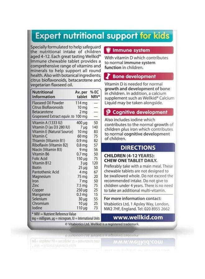 Vitabiotics Wellkid Immune Chewable 30 Tablets - Image 2