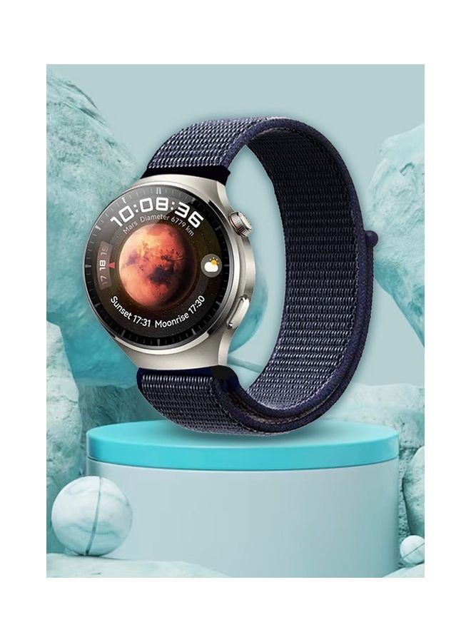 MARGOUN 22mm Soft Nylon Sport Loop Bands Braided Watchband Compatible With Huawei 4,4 Pro Navy Blue - Image 2