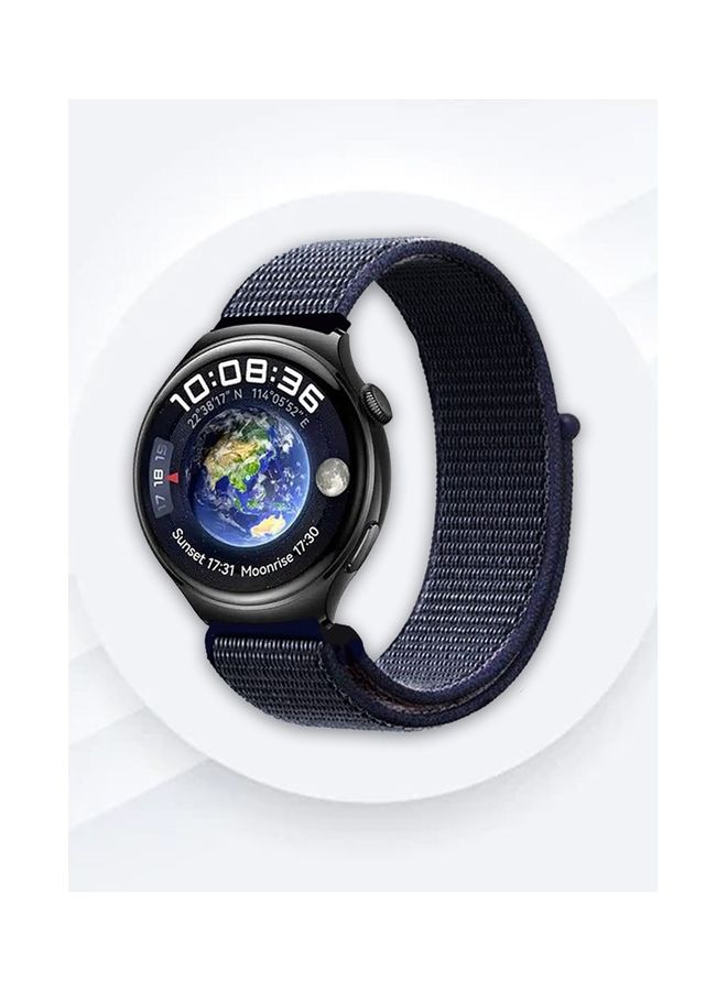 MARGOUN 22mm Soft Nylon Sport Loop Bands Braided Watchband Compatible With Huawei 4,4 Pro Navy Blue - Image 4