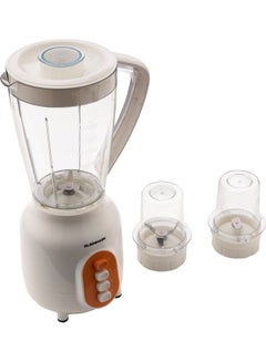 Olsenmark 3-IN-1 Blender- Stainless Steel blades  | Transparent Unbreakable PC Glass Jars with Stainless Steel Blades for Blending, Grinding and Mincing| 2 Speed with Pulse Function| Sa 450 W OMSB7005 White and Orange  - Image 2