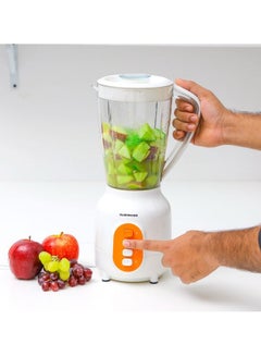 Olsenmark 3-IN-1 Blender- Stainless Steel blades  | Transparent Unbreakable PC Glass Jars with Stainless Steel Blades for Blending, Grinding and Mincing| 2 Speed with Pulse Function| Sa 450 W OMSB7005 White and Orange  - Image 5