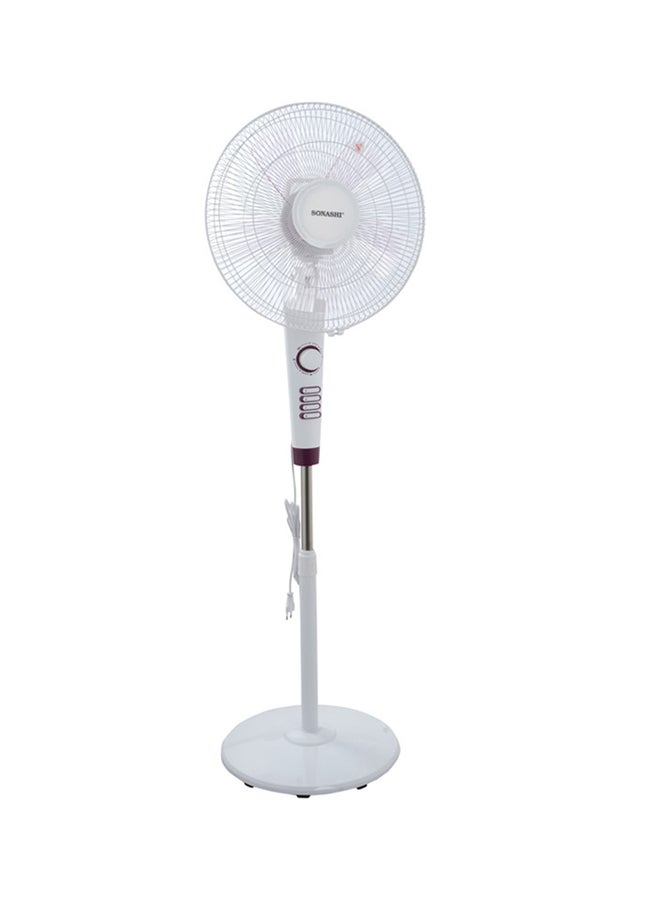 16 Inch Stand Fan With 3 Speeds | Low Noise Motor With Oscillation Function | Height Adjustable Design With 5 Transparent Blades SF-8026S White 