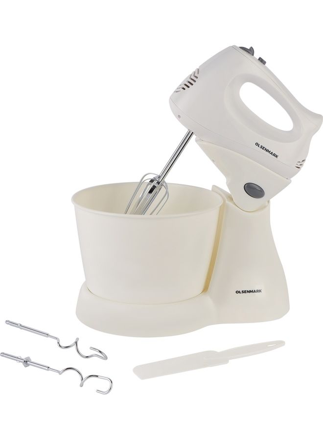 Olsenmark - Stand Mixer with 2.5L Bowl, 5 Speed Settings | with Turbo Function | Electric Kitchen Mixer With 2 Dough Hook | 2 Beater 200 W OMSM2465 white - Image 1