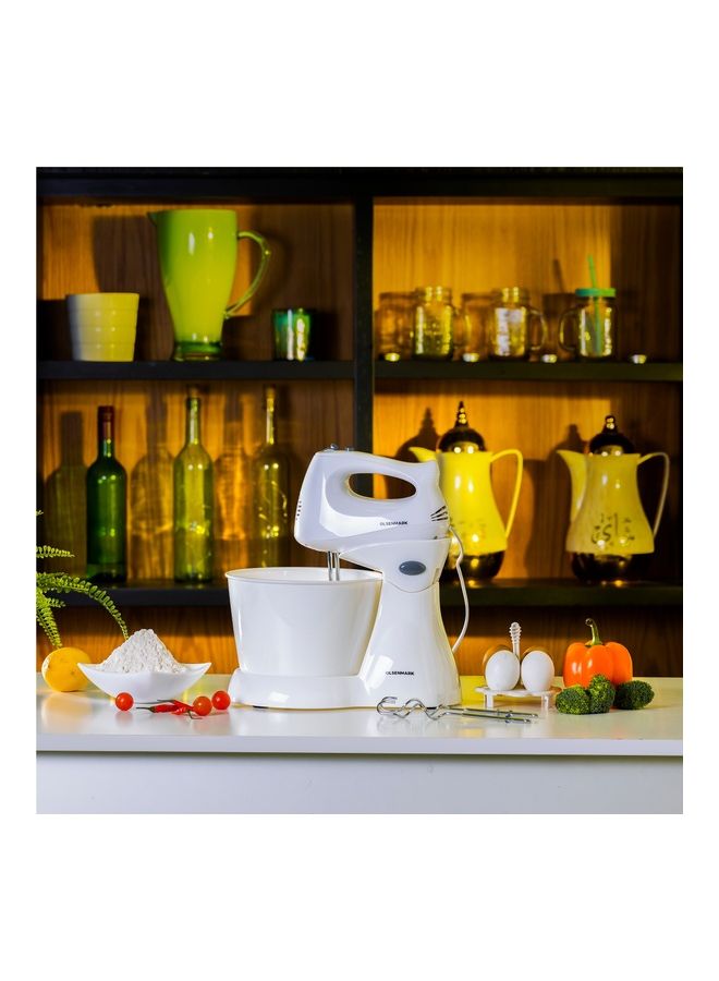 Olsenmark - Stand Mixer with 2.5L Bowl, 5 Speed Settings | with Turbo Function | Electric Kitchen Mixer With 2 Dough Hook | 2 Beater 200 W OMSM2465 white - Image 1