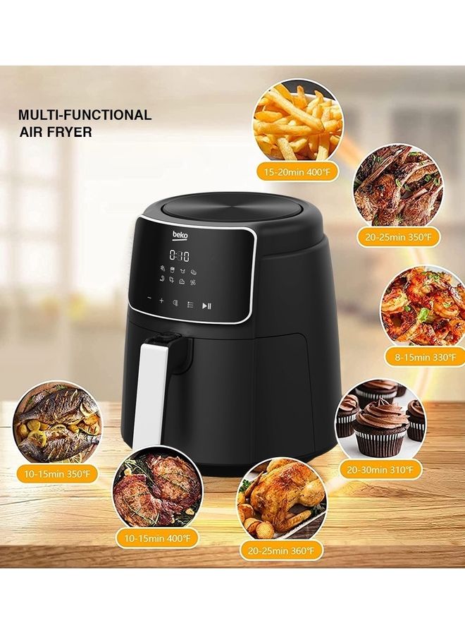 Beko - Air Fryer Digital control panel, Present Defrost, French Fries, Chicken Wings, Steak, Shrimp, Fish, Cake, Air Drying Functions 3.9 L 1500 W FRL 2244B Black - Image 1