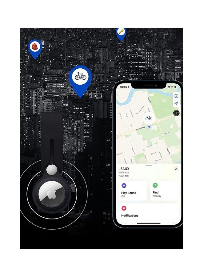 MARGOUN Airtag Case With Key Ring And Rubber Anti Drop Keychain Device Black - Image 2