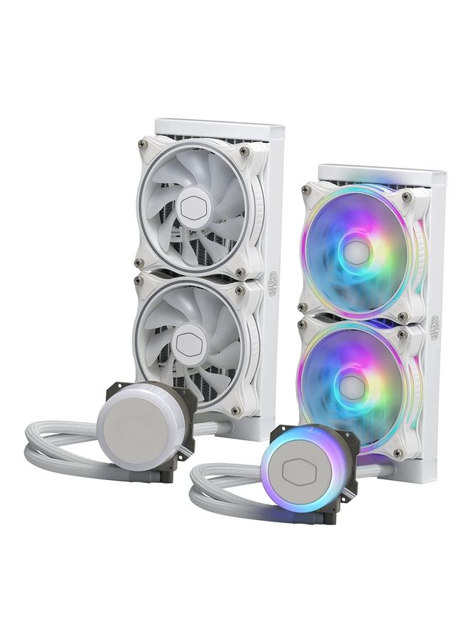 COOLER MASTER - Master Liquid ML240 Illusion ARGB Close Loop AIO CPU Liquid Cooler Translucent Dome 240Mm Radiator MF120 Halo PWM AMD Ryzen AM5 AM4 Intel LGA1700 1200 White - Image 1