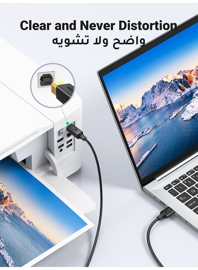 USB 2.0 كابل طابعة A- ذكر الى B- ذكر سلكUSB A to B كابل السرعه العاليه سلك متوافق مع Hp, Cannon, Brother, Samsung, Dell, Lexmark, Xerox,Piano, Dac and More أسود - v1684917306/N46563928A_5