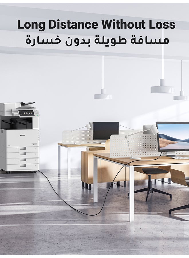 USB 2.0 كابل طابعة A- ذكر الى B- ذكر سلكUSB A to B كابل السرعه العاليه سلك متوافق مع Hp, Cannon, Brother, Samsung, Dell, Lexmark, Xerox,Piano, Dac and More أسود - v1684917306/N46563928A_7