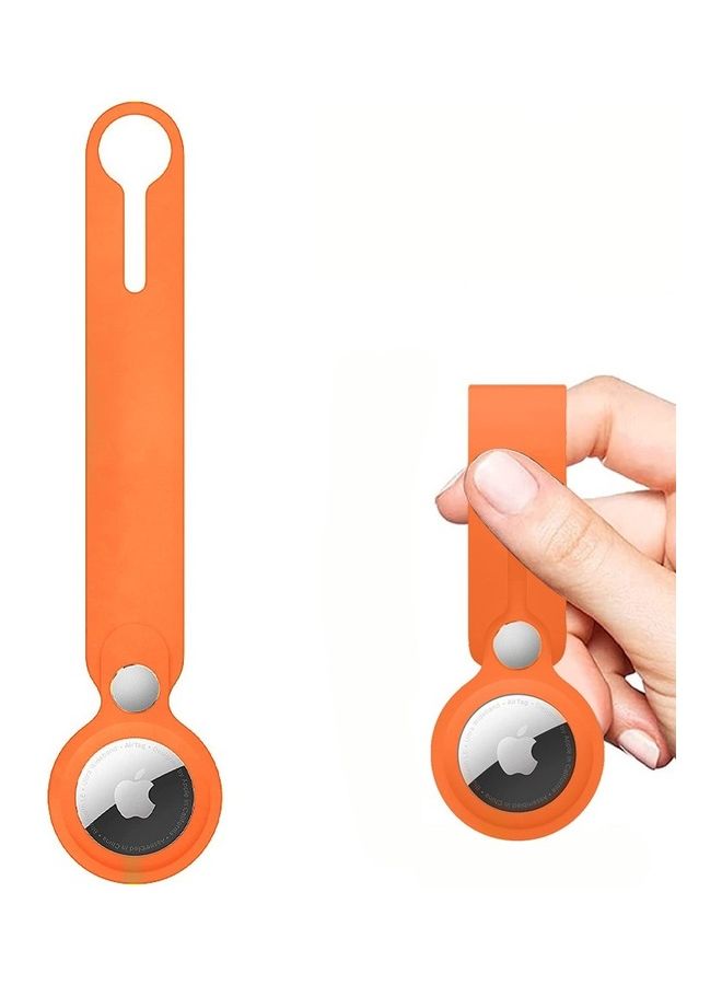 Airtag Case With Key Ring And Rubber Anti Drop Keychain Device Orange