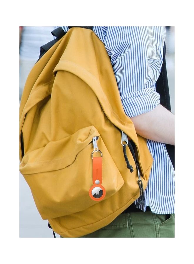 Airtag Case With Key Ring And Rubber Anti Drop Keychain Device Orange