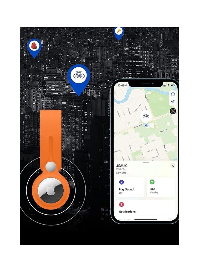 Airtag Case With Key Ring And Rubber Anti Drop Keychain Device Orange