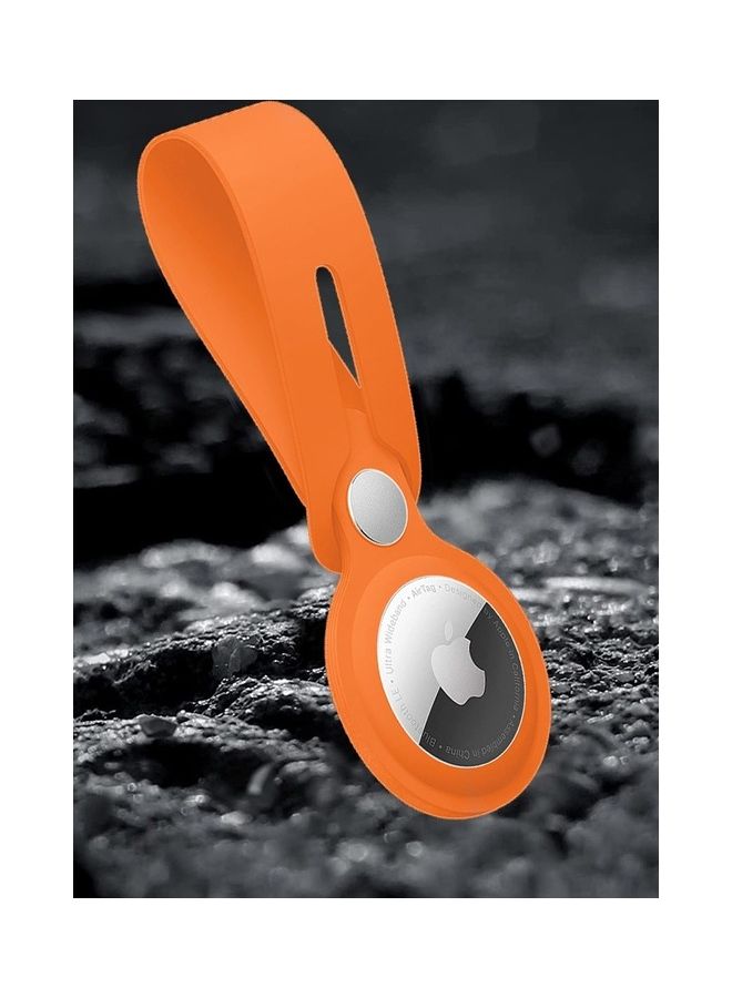 Airtag Case With Key Ring And Rubber Anti Drop Keychain Device Orange